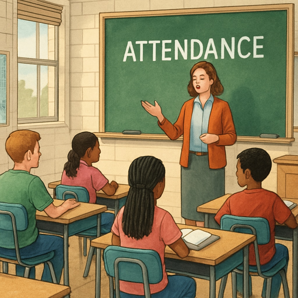 Students in a classroom listening to a lesson, representing attendance policies.
