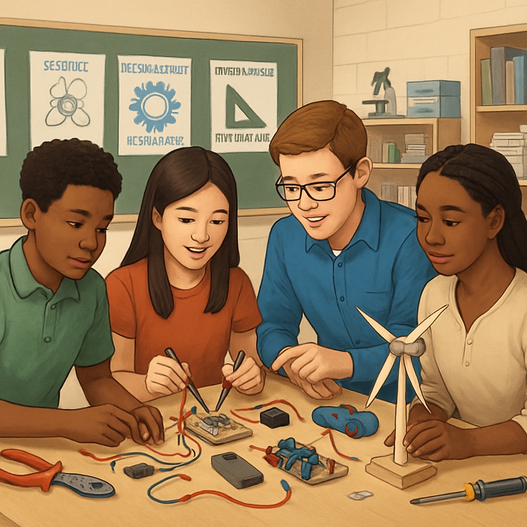 High school students working on a STEM project to balance academic and career readiness.