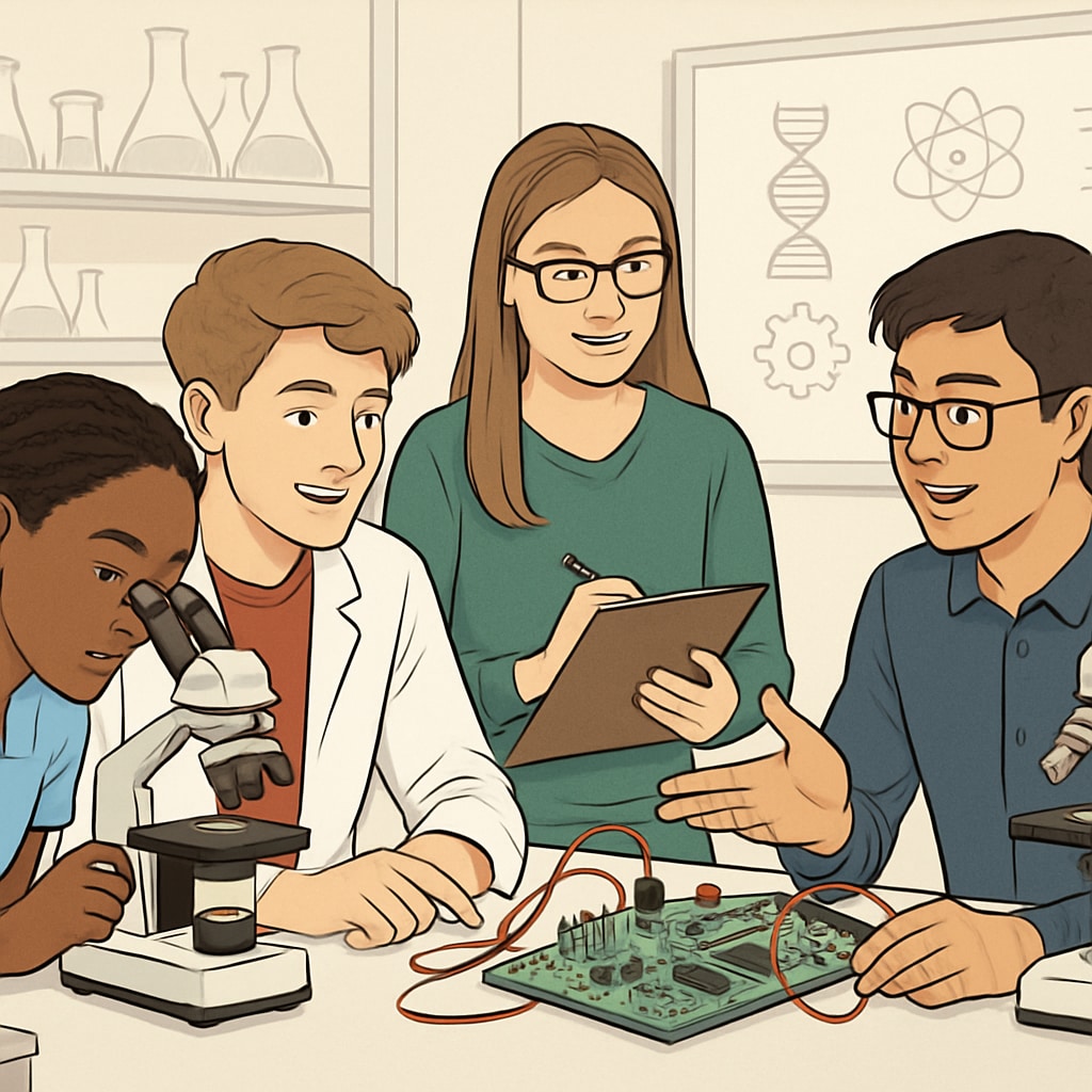 High school students engaging in STEM education projects