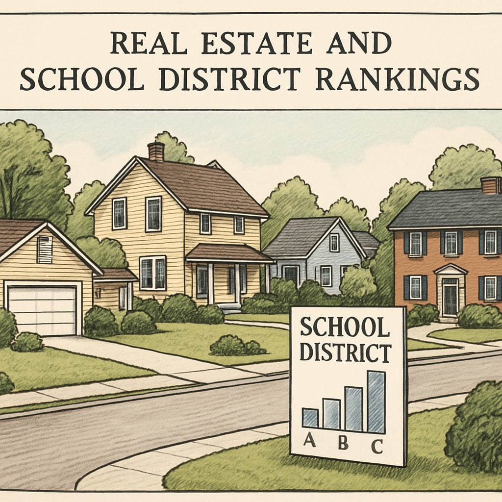 Suburban homes in top-rated school districts impacting real estate value.