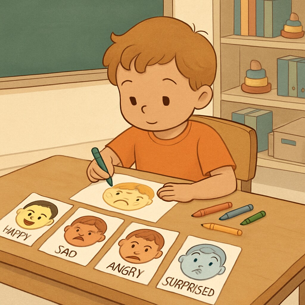 Emotional education activity for children focusing on emotional identification and expression.