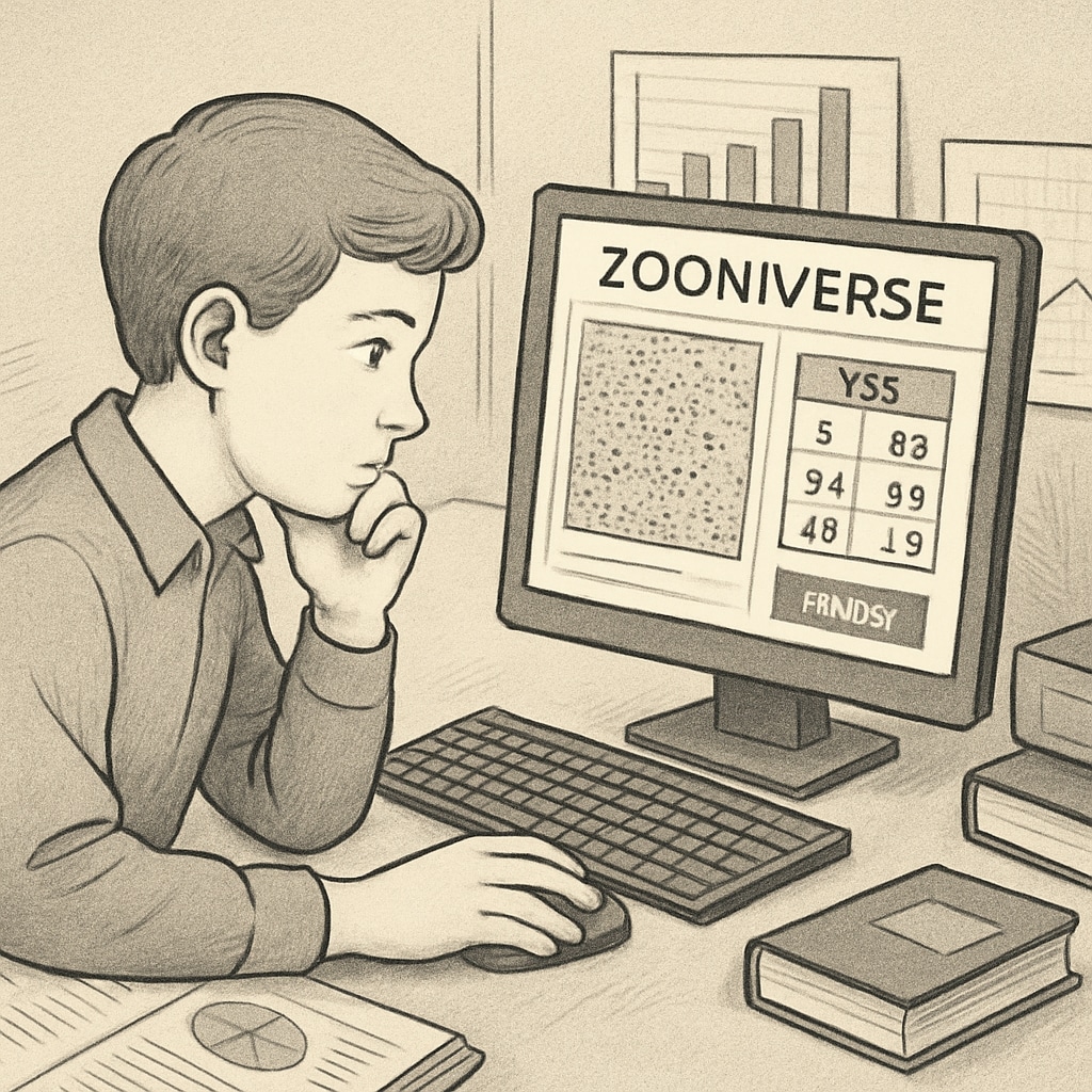 K12 student using Zooniverse platform for citizen science projects.