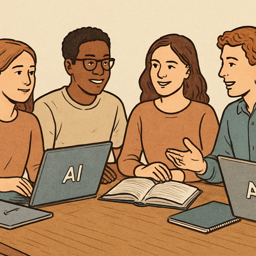 College students using AI tools like ChatGPT Plus, Perplexity Pro, Claude Pro for academic success.