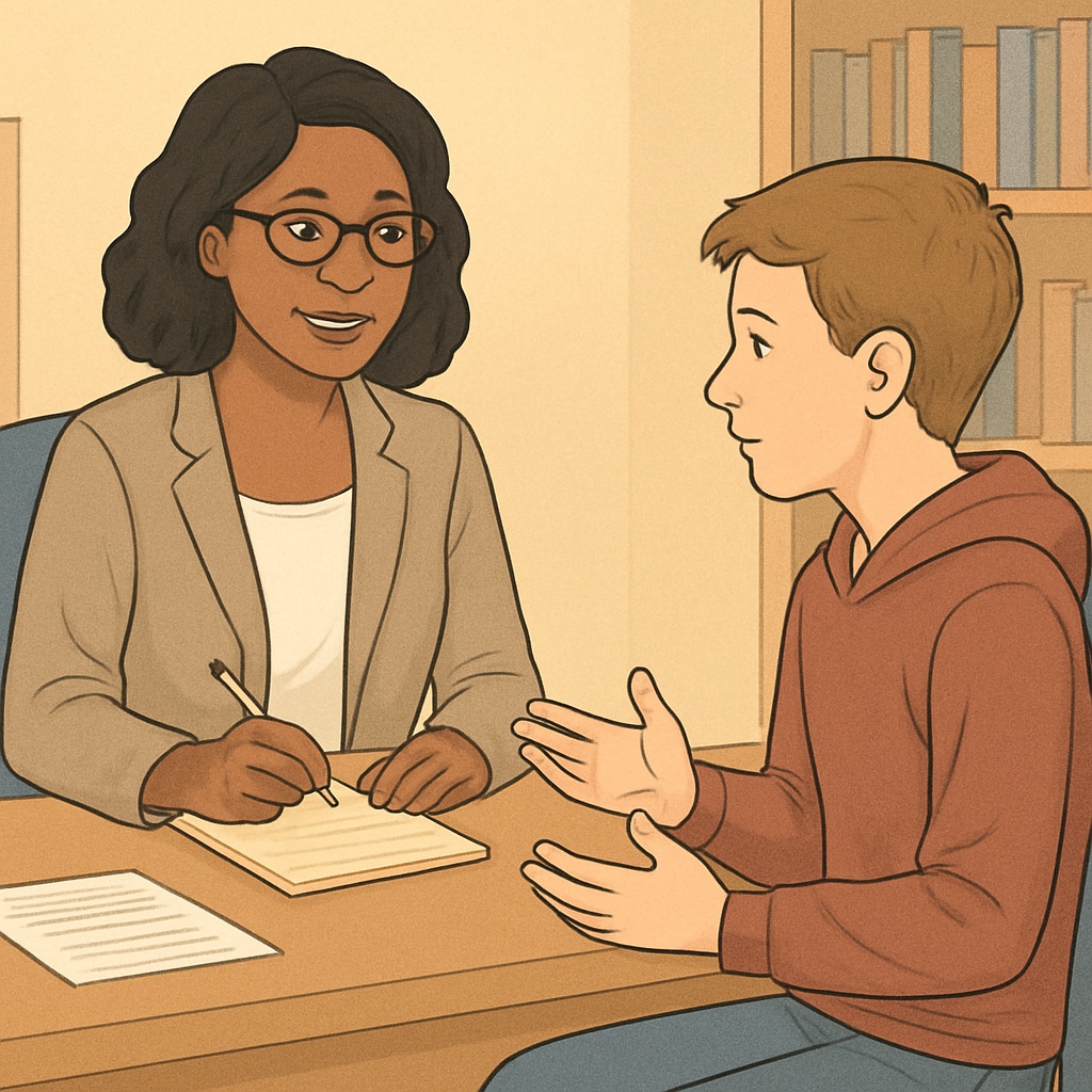 Behavioral intervention session for a disruptive student in school.