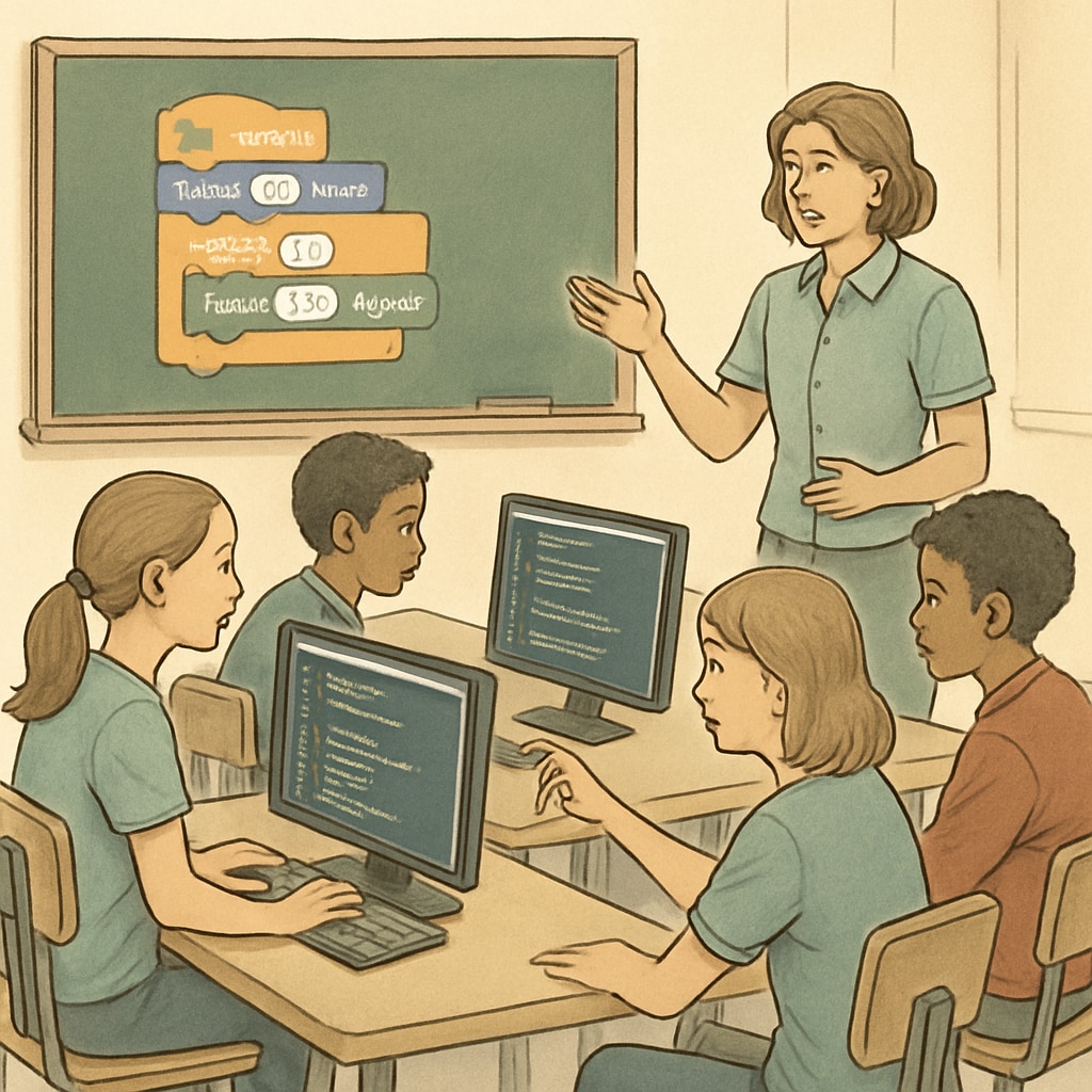Students in a coding workshop learning career-oriented skills for future industries.