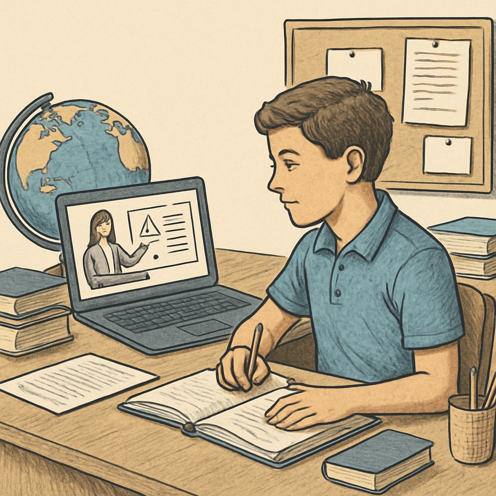 Student studying online as part of the Khan World School-ASU program.