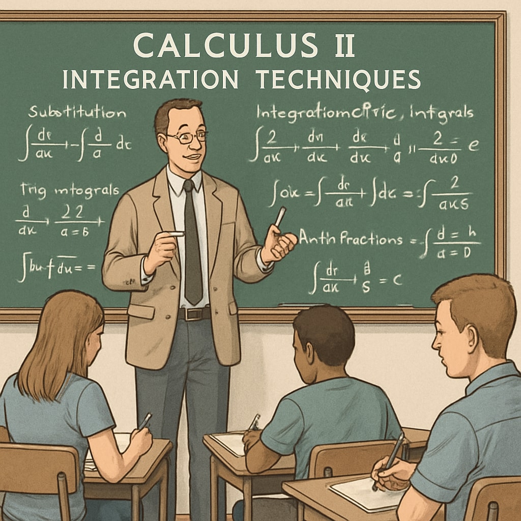 Classroom with professor teaching Calculus II concepts relevant to biostatistics.