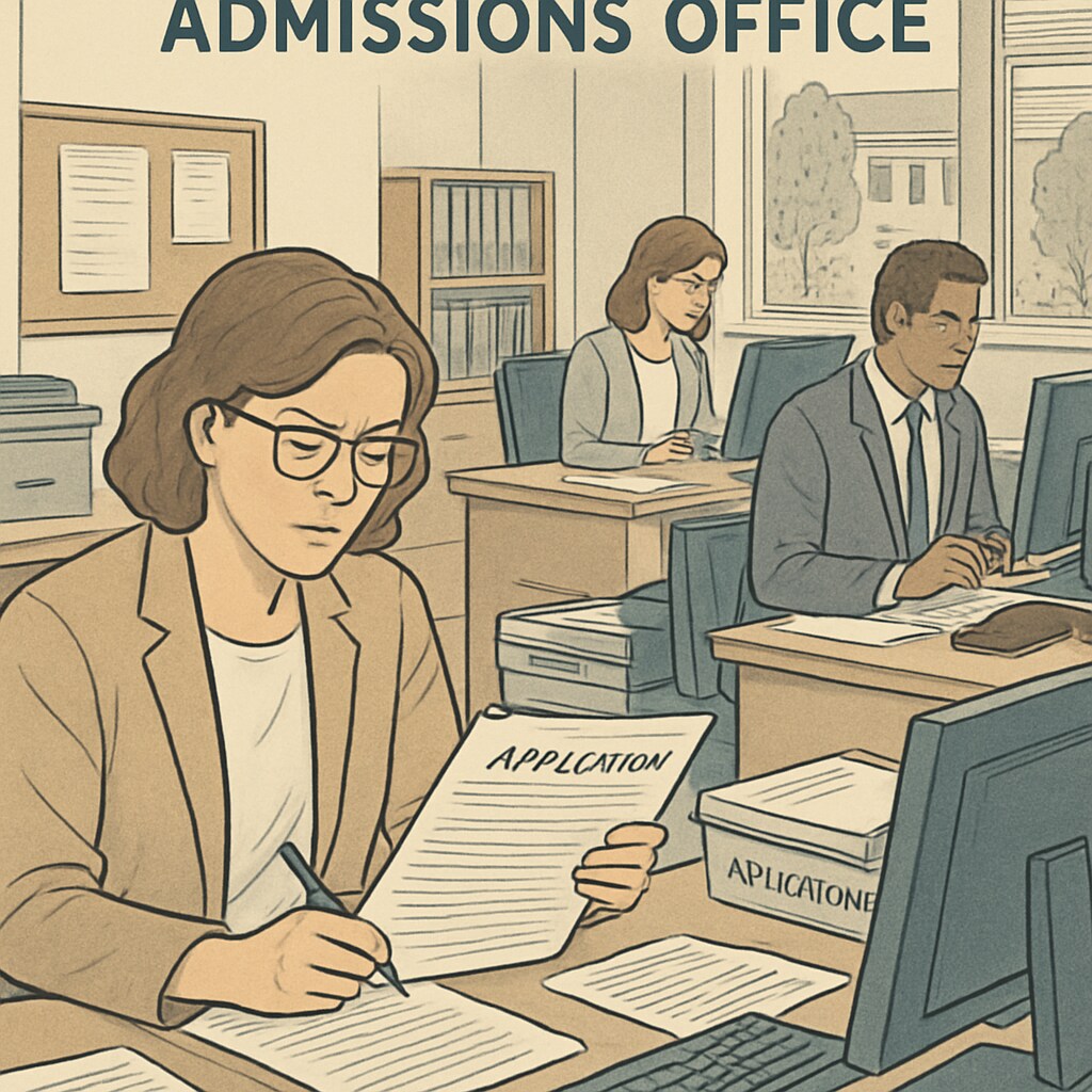 College admissions officers reviewing applications to ensure honesty and accuracy.