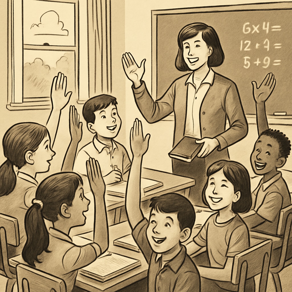 A classroom with engaged students and a teacher interacting with them, symbolizing quality education in public schools. Engaged students in a public school classroom interacting with their teacher.