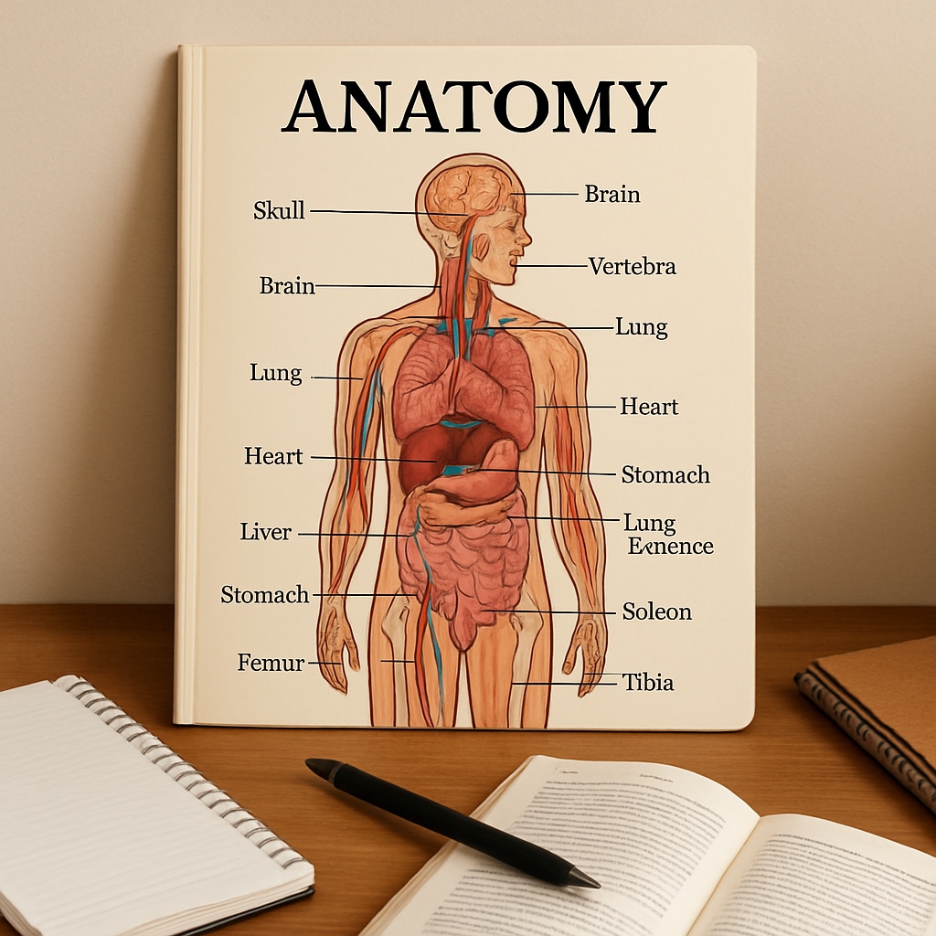 Gifted student analyzing an anatomy chart as part of neurosurgery preparation.