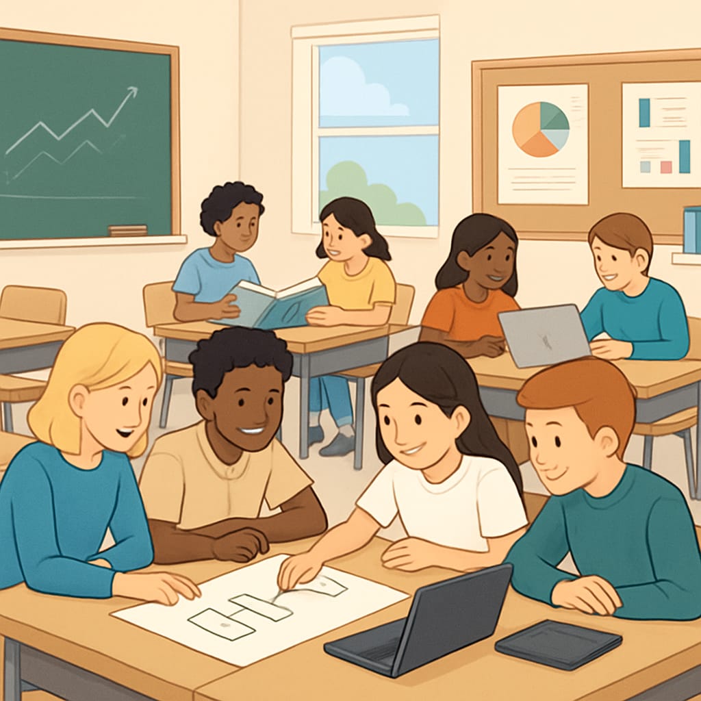 Classroom activity inspired by school board initiatives, highlighting student engagement.