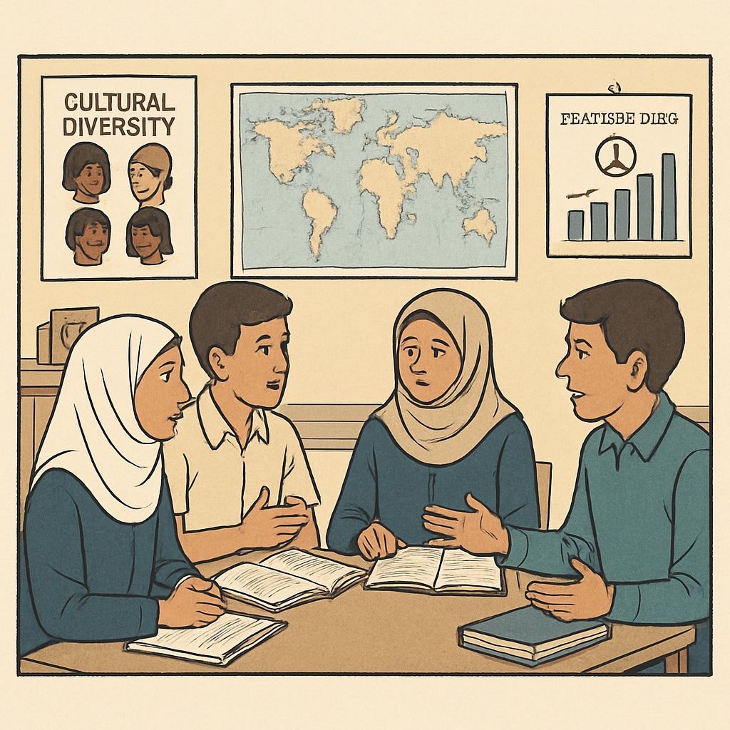 Gaza students in a social studies workshop discussing diversity and peacebuilding.
