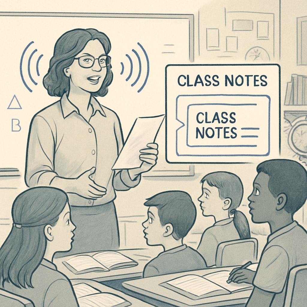 A teacher using WillowVoice technology to dictate class notes in a school setting, showcasing practical application in K12 education. A teacher using WillowVoice for speech-to-text transcription in a classroom.