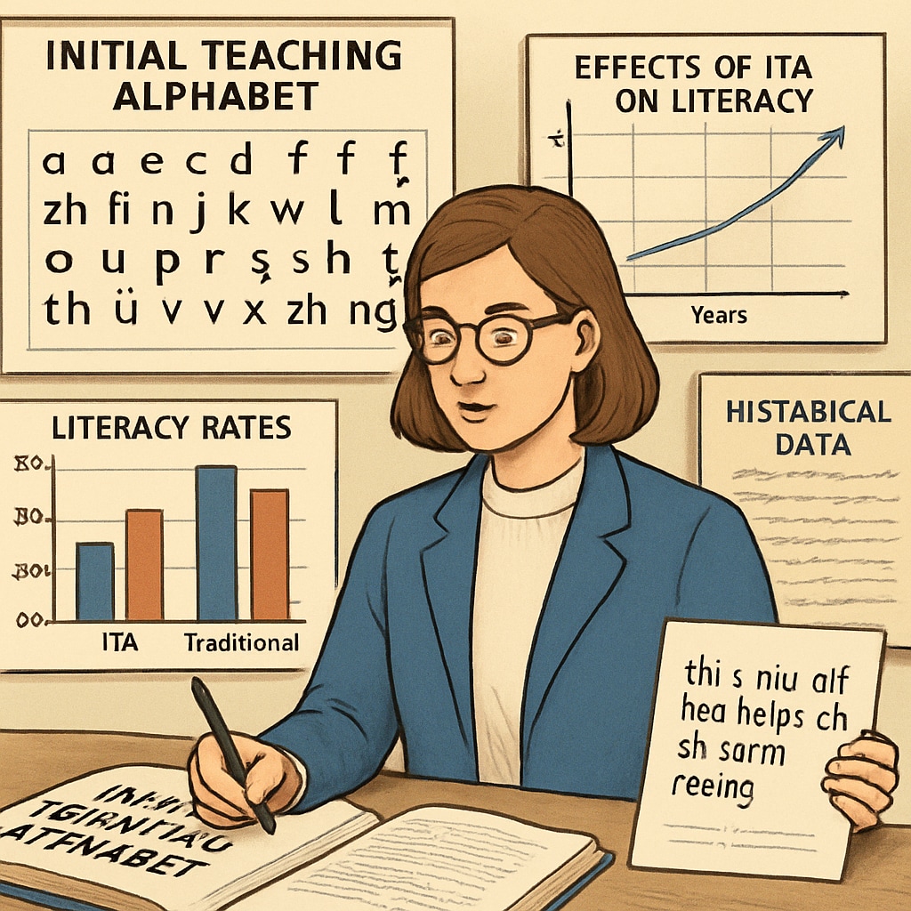 An educational researcher analyzing historical data on the Initial Teaching Alphabet and its effects on literacy. Researcher studying the long-term impacts of the Initial Teaching Alphabet on spelling and literacy.