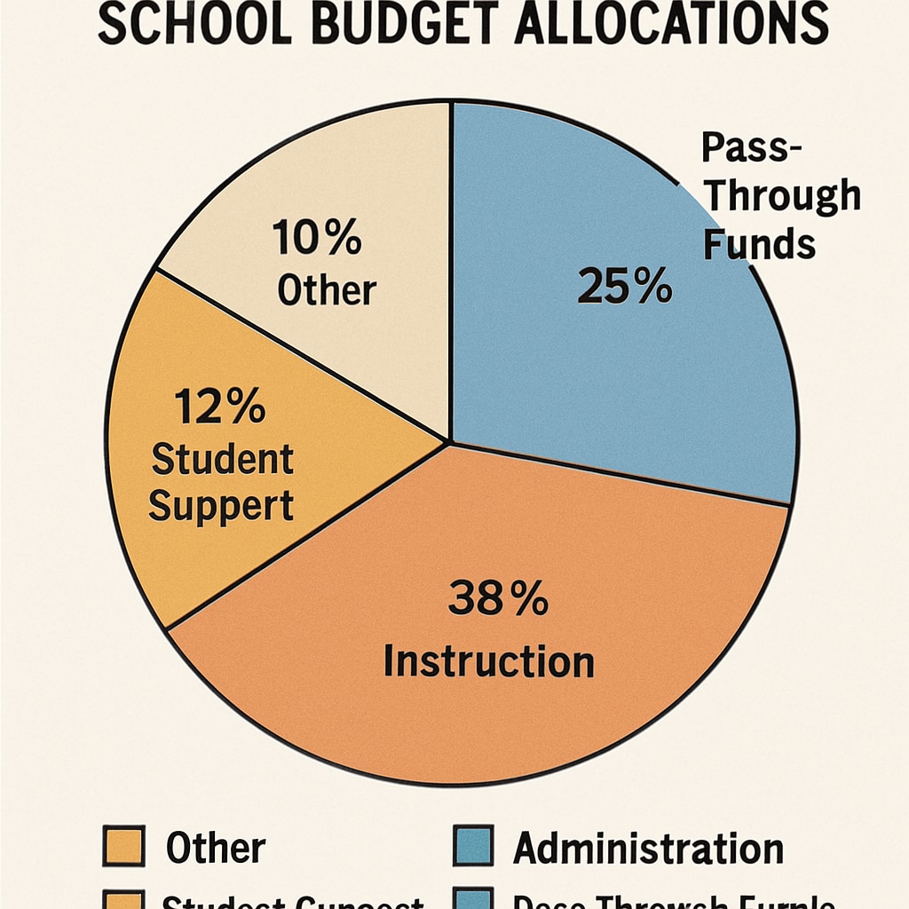 A visual breakdown of school budget allocations, highlighting the role of pass-through funds. School budget breakdown showing pass-through funds’ impact on per-student spending.