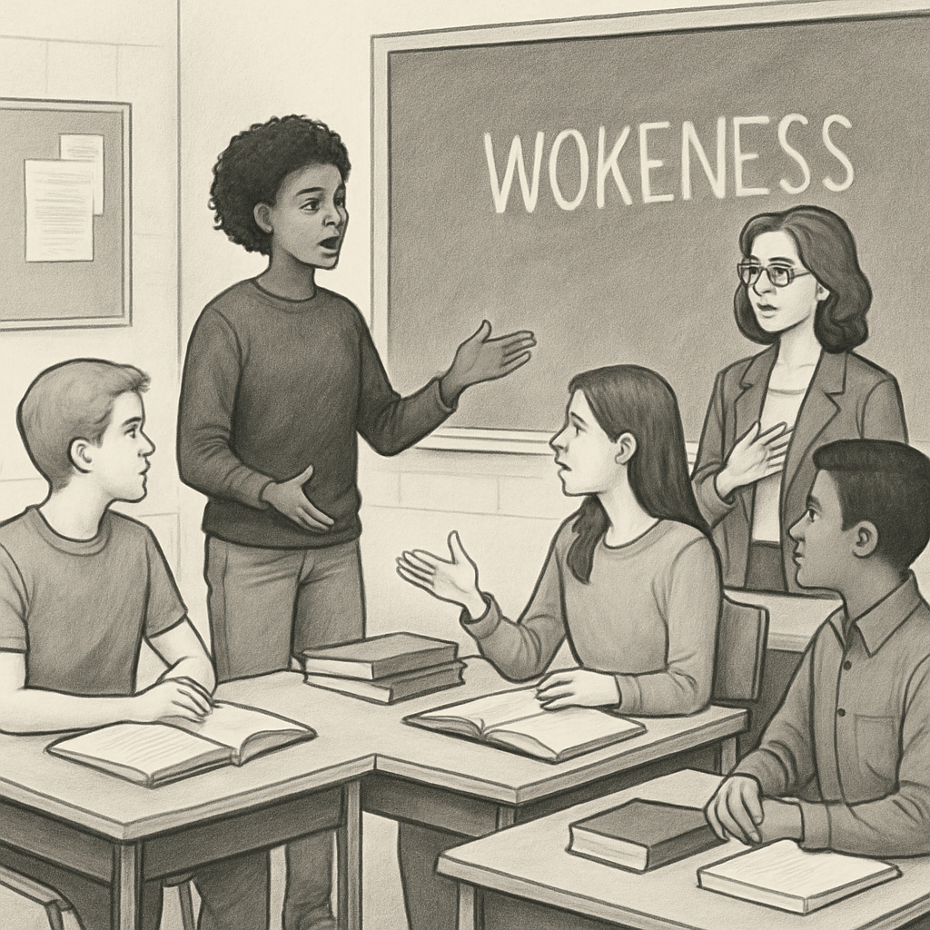 Students debating social issues and wokeness in schools