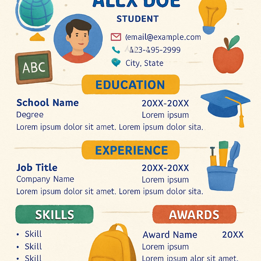 A visually appealing resume template designed for students, emphasizing clarity, layout, and global appeal. Student resume template inspired by Canadian education principles.