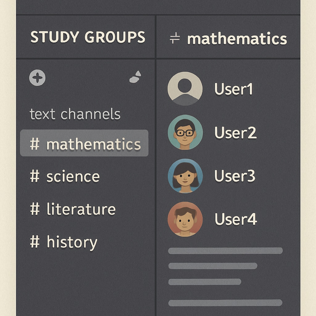 Screenshot of a Discord server used for educational purposes.