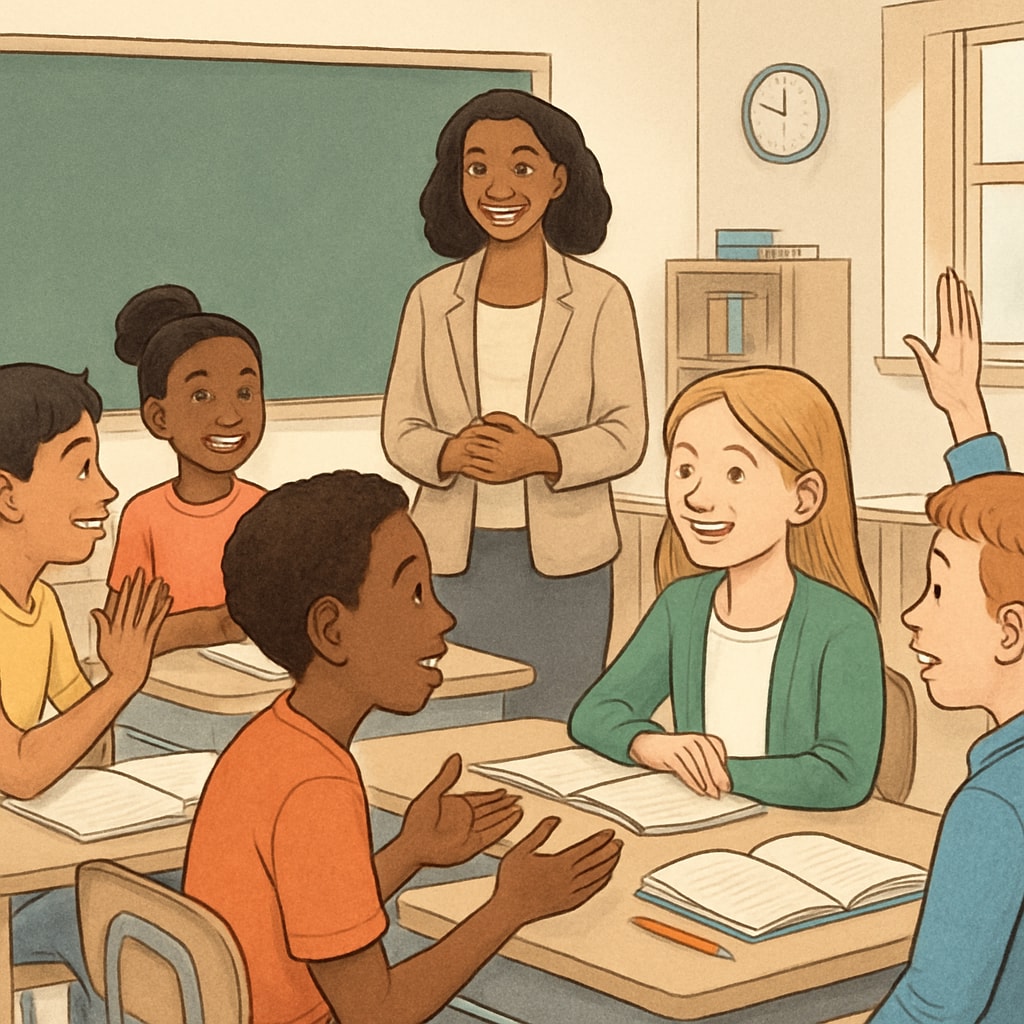 A classroom setting where students engage in open discussions, representing the importance of diverse perspectives in education. Students in a classroom participating in discussions, emphasizing diverse perspectives in learning.