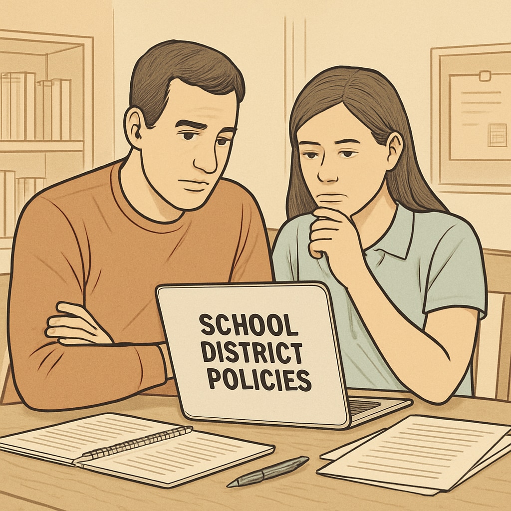 Parents reviewing school district policies