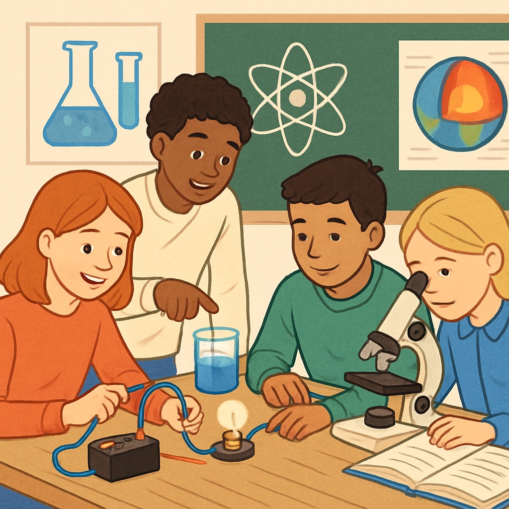 A group of students engaging with a fun science project, highlighting hands-on learning opportunities. Hands-on learning for students to rebuild academic interest