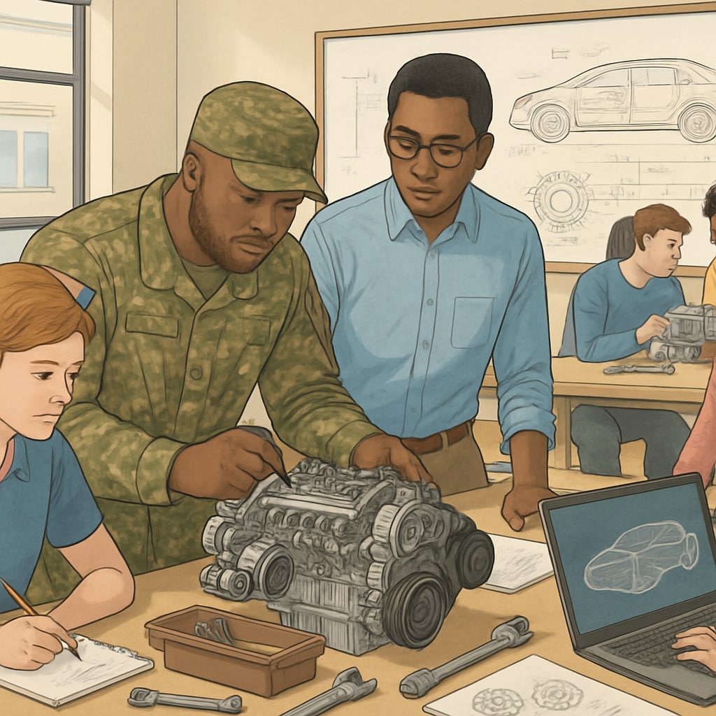Military veteran studying automotive engineering for a bachelor's degree.