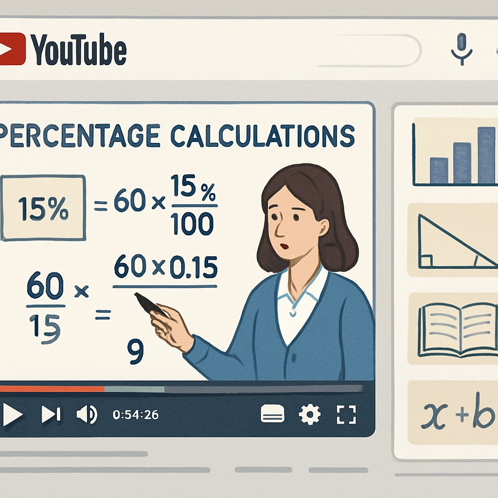 Math aptitude test tutorial on YouTube explaining percentages.
