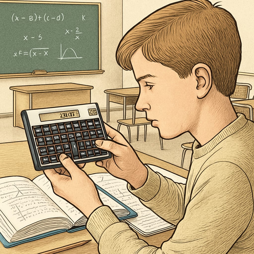 A student using an HP 11c calculator during a math lesson, emphasizing its role in education. Student engaging with an HP 11c calculator, learning advanced math concepts.