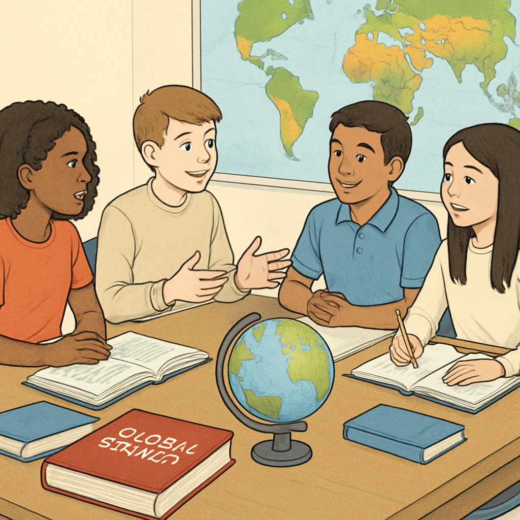 Students preparing for international education in a classroom setting.