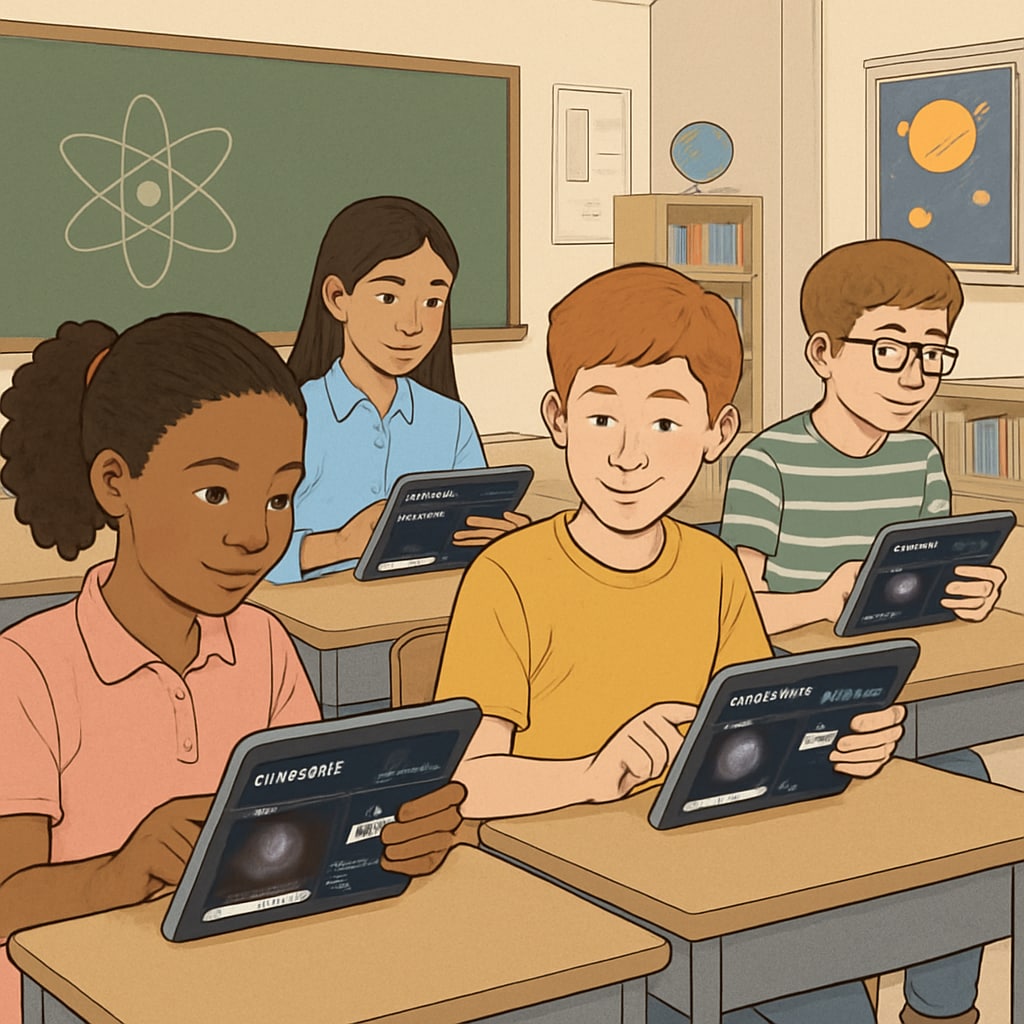 Students using Zooniverse for citizen science projects in a classroom.