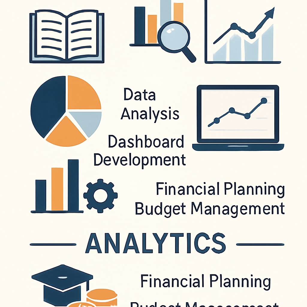 An infographic showing the career opportunities available in education management and edtech for analytics and finance professionals. Career opportunities for business analytics and finance professionals in K12 education and edtech.