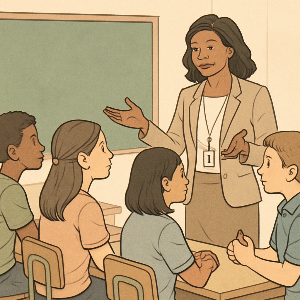 School counselor advising students, depicting holistic support in education.