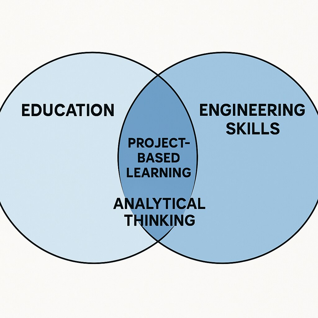 Overlap of skills in education and engineering represented through a diagram.