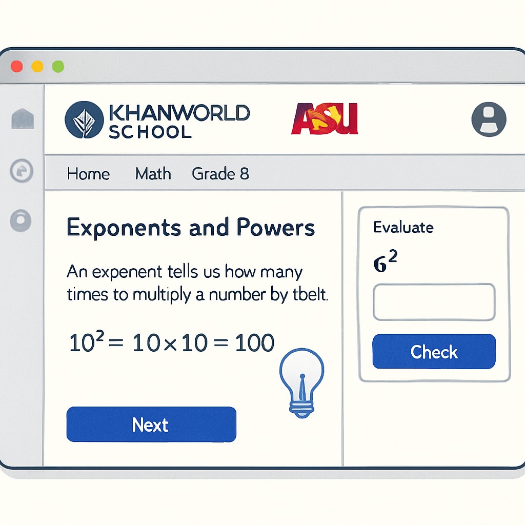Screenshot of an interactive learning module from Khan World School-ASU partnership.
