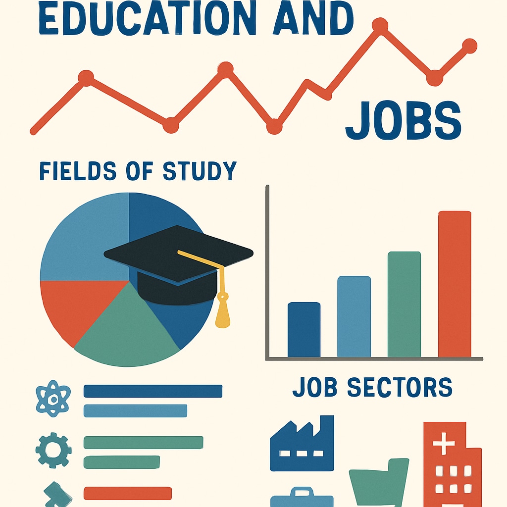 A visually appealing infographic showing the mismatch between academic qualifications and job market demands. Infographic illustrating the gap between academic qualifications and job market needs, highlighting education value and unemployment issues.