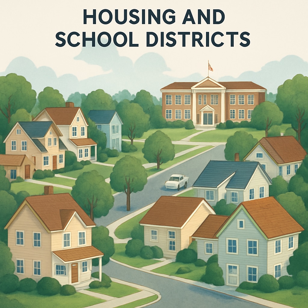 Suburban homes near a top-rated school district showcasing the link to real estate trends.