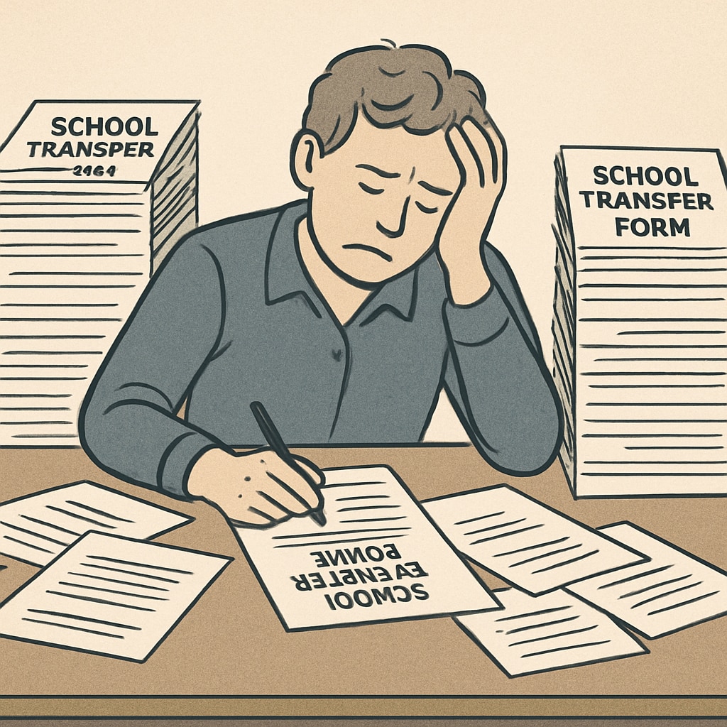 Parent struggling with school transfer paperwork for a special needs child.