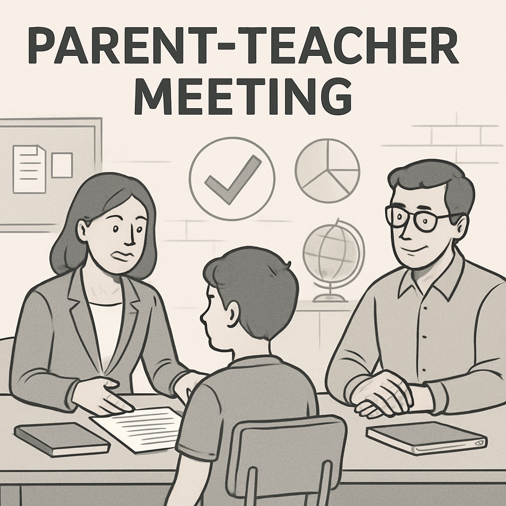 A parent-teacher meeting in progress, highlighting collaboration for student success. A parent-teacher meeting discussing reading instruction strategies for students.