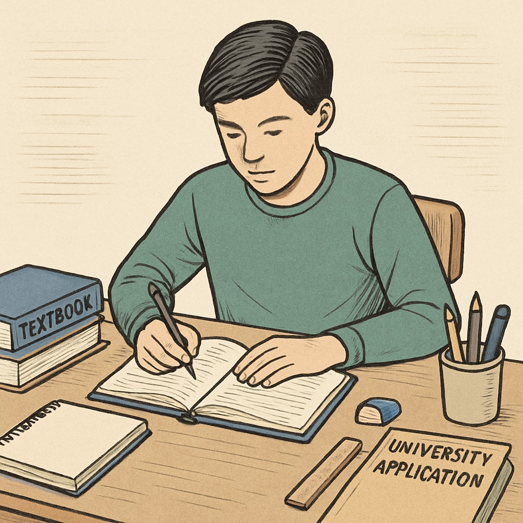 Student creating a roadmap for university applications.
