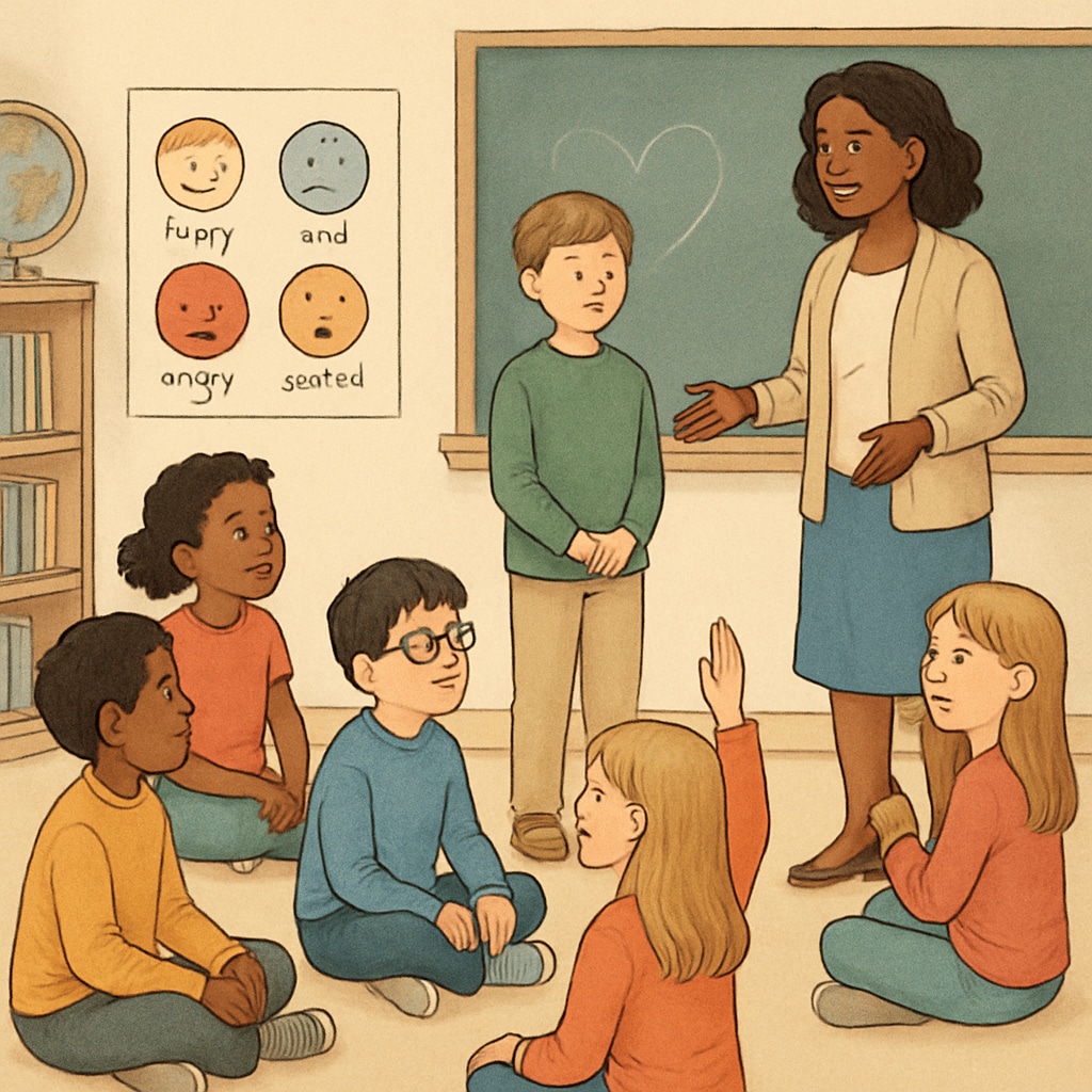 Children participating in a social-emotional learning activity, showcasing the importance of emotional education.