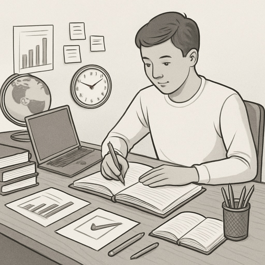 A student practicing deliberate learning techniques from Student applying techniques from