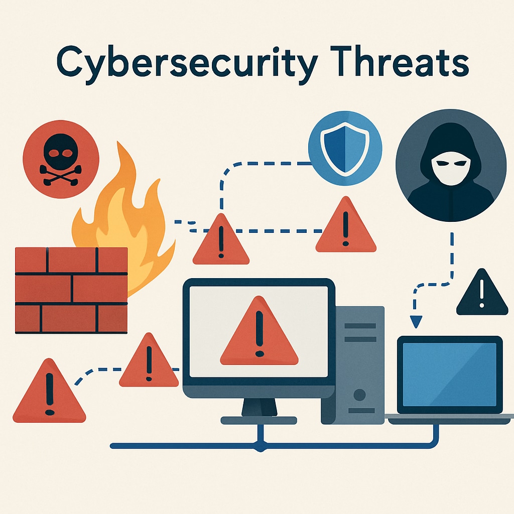 A visual representation of cybersecurity threats, such as a computer network under attack visualization. Cybersecurity visualization showcasing digital threats and solutions.