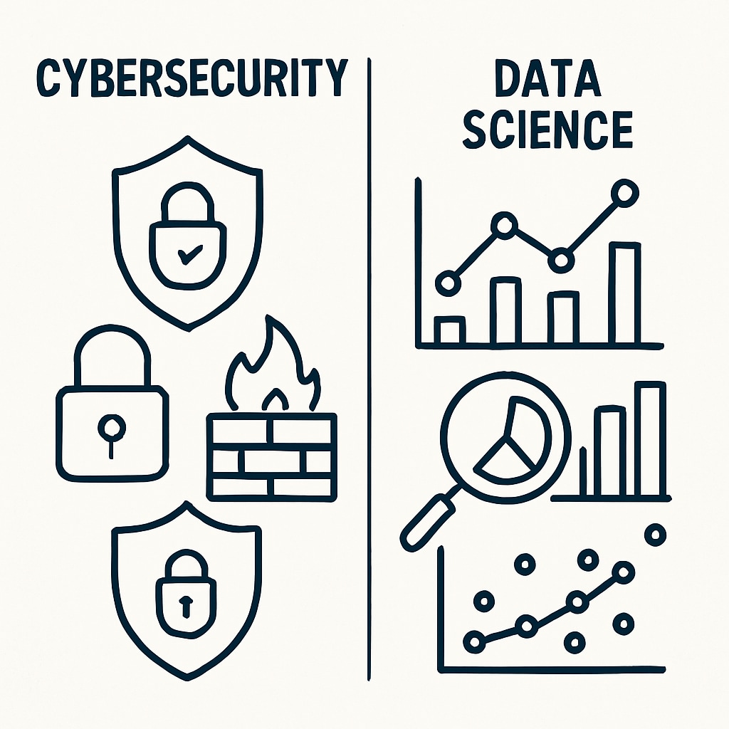 Cybersecurity and data science visual comparison
