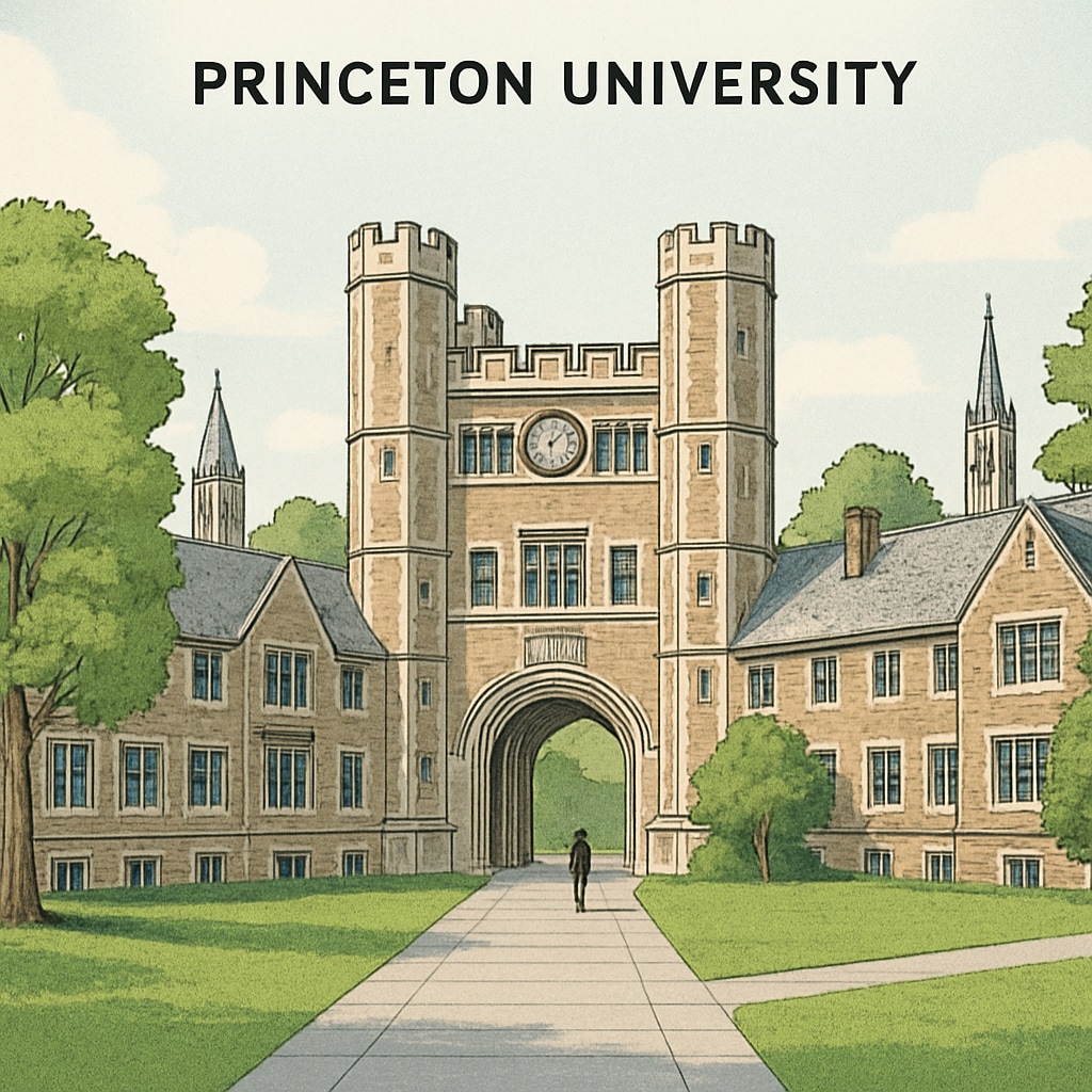 A professional image of Princeton University’s campus, showcasing its iconic architecture and academic setting. Princeton University campus image highlighting Ivy League prestige.