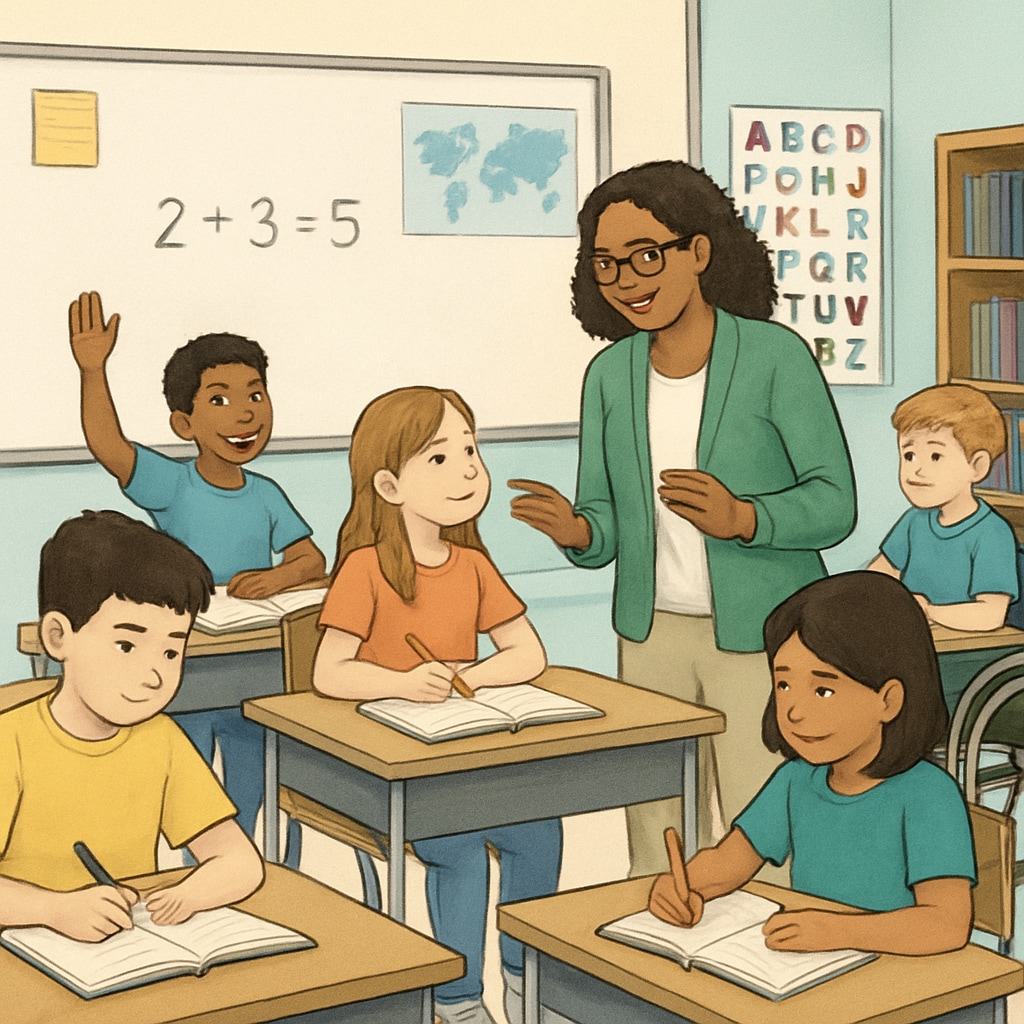 Inclusive classroom with a teacher and students, symbolizing second chances in education.
