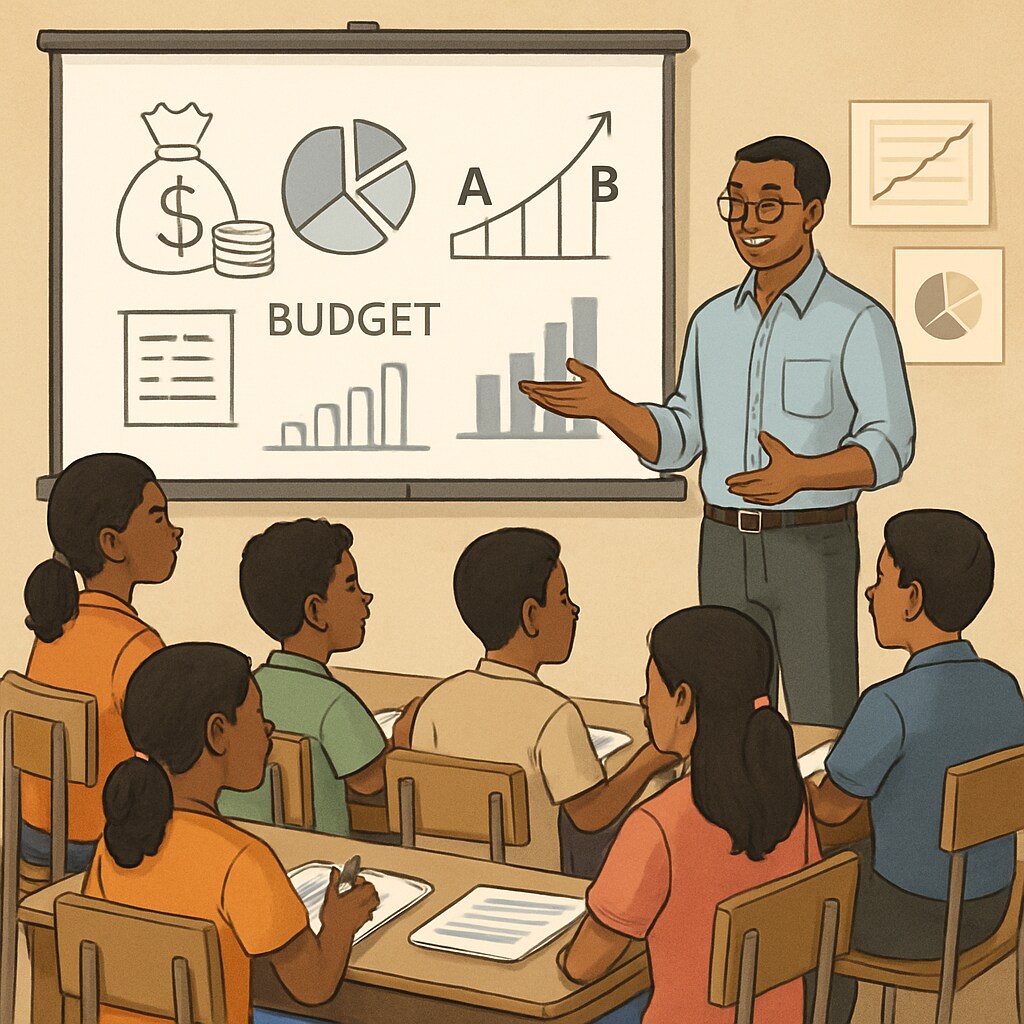 A financial literacy workshop for high school students in a developing country, illustrating efforts to build career readiness. High school students participating in a financial literacy workshop.