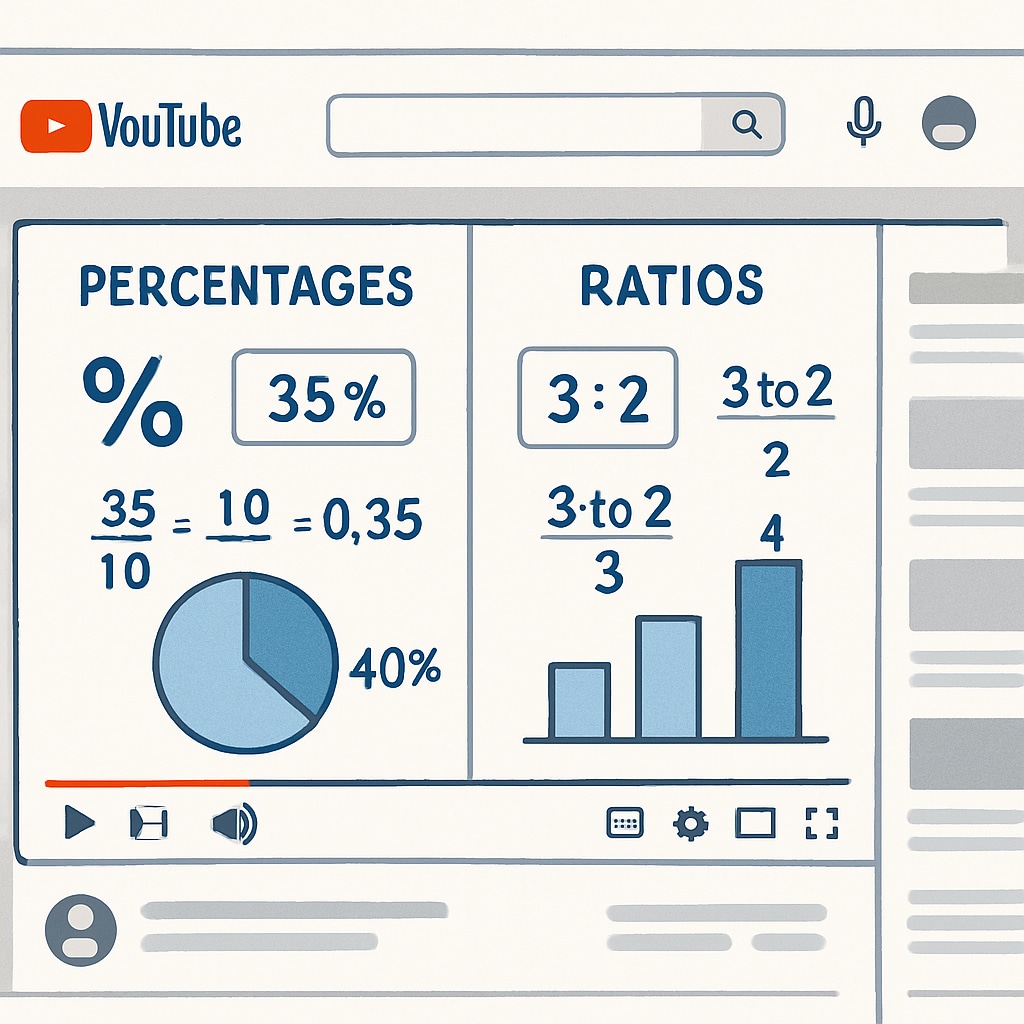 Screenshot of YouTube math tutorial for percentages and ratios.