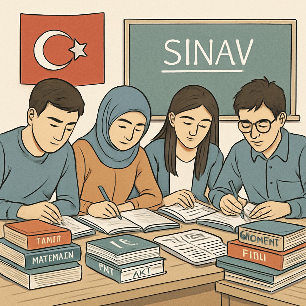 Turkish students studying for central exams, showcasing education system pressure