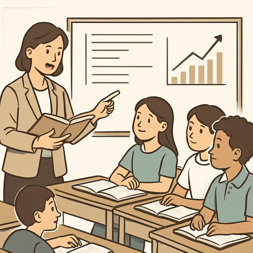 An educator assessing text complexity with students during a reading lesson.