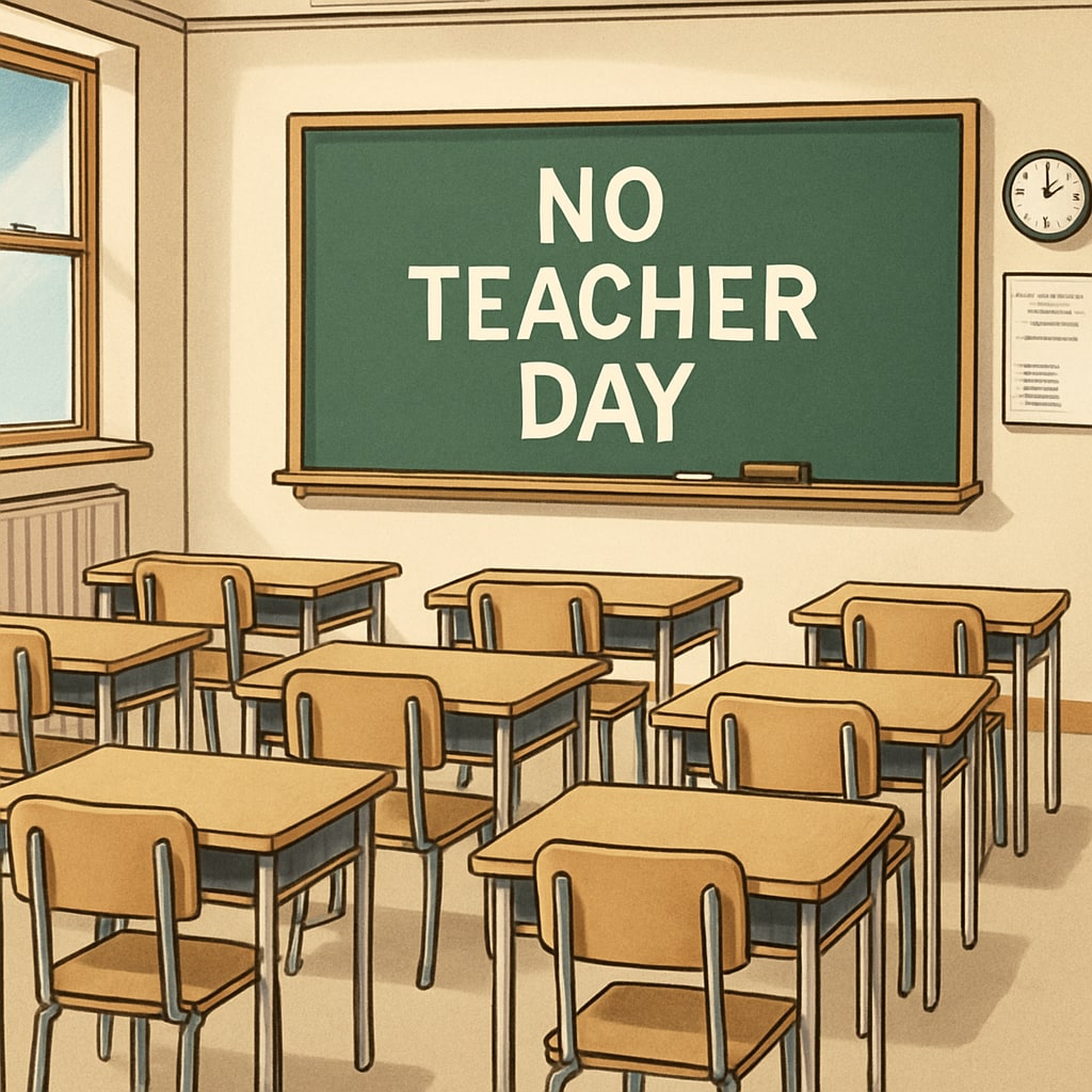 Empty classroom desks illustrating the 